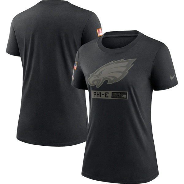 Women's Philadelphia Eagles Black NFL 2020 Salute To Service Performance T-Shirt (Run Small)